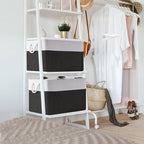 TheWarmHome Organization and Storage for Shelves - Extra Jumbo 3 Pack 20.5x15.7x13.8 inch Fabric Storage Basket for Organizing, Storage Bins for Shoes Towel Blanket (White & Black) - Image 4