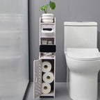 Slim Toilet Paper Storage Cabinet, Freestanding Toilet Paper Holder Stand, Bathroom Storage Cabinet for Storage and Toilet Paper Organization (Marble White) by lokubond