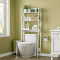 SUPER DEAL 3 Tiers Over The Toilet Bathroom Storage Shelf, Freestanding Wooden Bathroom Organizer Rack with Shelves for Laundry Restroom, White by Superdeal