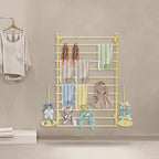 Ribbon Storage Organizer, Wall Mounted Ribbon Organizer, 12-Tier Metal Gift Wrapping Paper Rack, Spool Tie Scarf Hijab Belt Towel Hanger, for Home, Craft Room, Flower Shop, Gold, 31.5in Wide - Image 4