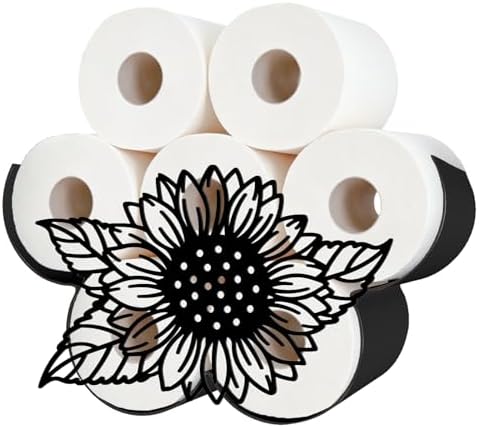 Sunflower Toilet Paper Holder Wall Mount/Stand for Extra 8 Rolls by WHIMSTITCH