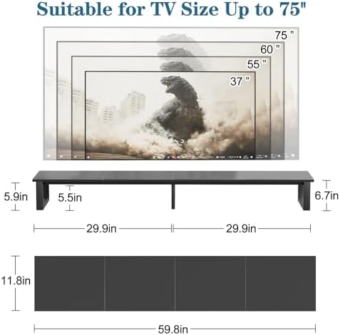aboxoo 59" Large TV Riser Stand for 32-75 Inch TV, TV Shelf with Steel Legs - Image 2