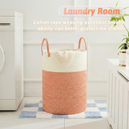 Laundry Basket,Woven Cotton Rope Laundry Hamper,100L for Decor Storage of Dirty Clothes,Toys and Blankets in Bathroom,Baby Room and Living Room - Image 5