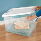 Sterilite 12 Pack Latching Box, Under Bed Storage Bins with Lids, Clear Plastic, 64 Quart - Heavy-Duty Organizing Containers for Closet, Bathroom, and Office - Image 6