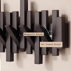Key Holder Wall Mount, Splicable Wooden Piano Coat Rack Wall Mount, Modern Wall Art Flip Down Magnetic Hooks Wall Hook Hat Hanger for Entryway Key Holder Bedroom Kitchen (Black, 8 Hooks) - Image 3