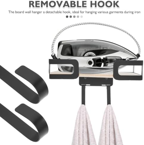 Black Ironing Board Hanger Wall Mounted with Removable Hook - Image 7