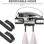 Ironing Board Hanger Wood Metal with Removable Hooks, Wall Mounted - Image 3