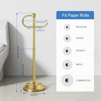 RUMOSE Toilet Paper Holder Stand for Floor Free Standing, Gold - Image 6