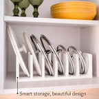 Pot Organizers Inside Cabinet – Pot Lid & Plate Rack for Cabinet, Multi-Use Storage for Lid Organizer Inside Cabinet - Cutting Boards, Baking Sheets & Trays - Fits Under Cabinet or Drawer (White) - Image 3