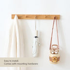 Hickory Wood Coat Rack Wall Mount, 24 Inch Coat Hook Hanger Wooden Wall Coat Rack with 6 Hooks for Purse Clothes Towels Hats in Entryway Bedroom Bathroom, Natural - Image 5