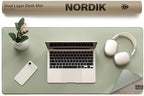 Nordik Felt and Leather Desk Mat - Dual Layer Willow Haze Sage 35 x 17 in by NordikByDesign