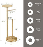 Toilet Paper Holder Stand Gold: Free Standing Tissue Roll Holder with Phone Shelf - Toilet Roll Dispenser Storages for 4 Rolls, Durable Stainless Steel for Bathroom - Image 5