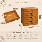 Modular Stackable Apothecary Cabinet 4 Drawer Desk Organizer - Retro Library Card Catalog Wood Storage Box - Organize Stationery, Thread Embroidery, Sewing, Crafts, Junk Drawer & Supplies Countertop - Image 2
