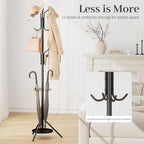 Kitsanery Coat Rack Freestanding,Metal Coat Tree with Umbrella Holder,Hat and Coat Rack Stand for Entryway, Hallway, Living Room, Bedroom (Black) - Image 3
