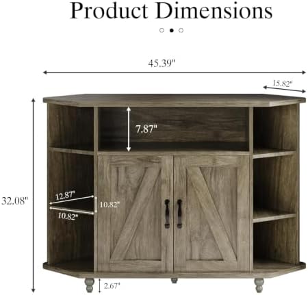 4 EVER WINNER 45" Corner TV Stand for 55-Inch TVs with Storage, Grey - Image 2