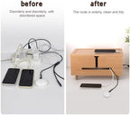 Natural Beechwood Large Cable Management Box for Power Strip & Cord Hider - Image 6