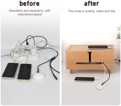 Natural Beechwood Large Cable Management Box for Power Strip & Cord Hider - Image 6