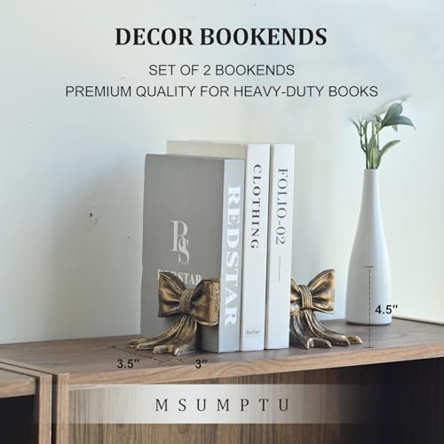 Metal Bookends Set of 2, Heavy Duty Book Ends for Heavy Books, Autumn Copper Decorative Bookends for Shelves Desk Office Home Decor - Image 3