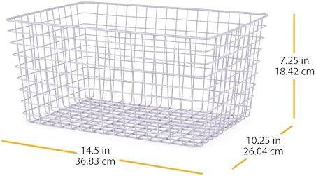 Whitmor 4 Pack Lavender Wire Storage Baskets for Organizing Office, Metal Storage for Pantry, Kitchen Bins & Freezer - Image 2