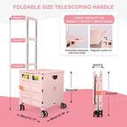 FELICON SELORSS Folding Utility Cart Portable Rolling Crate Handcart-Pink - Image 4