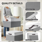 2 Pack EXTRA LARGE Blanket Storage Baskets with Lids, 22”x16”x12” Closet Organizers Bins for Clothes Towel/ Storage Box with Lid Handles/ Stackable Decorative Fabric Bins for Living Room, Nursery - Image 6