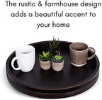 BIRDROCK HOME Wooden Lazy Susan Turntable - Spice Rack Organizer for Kitchen Table, Dining, Pantry and Countertop - Rotating Tray for Condiments - with Burnished Iron Accents - 18" Large, Black - Image 3