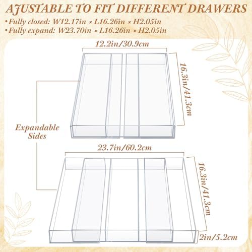 Teenyyou 1 Pcs Expandable Drawer Organizer, 12 x 16 Inches, 3-5 Slots - Image 2