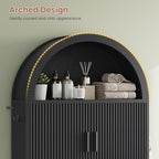 Itaar Arched Over The Toilet Storage Cabinet, 78.7" H Fluted Bathroom Organizer with Reversible Side Cabinet, Adjustable Shelves, Anti-Tipping, Hooks & Paper Holder for Bathroom Laundry Room, Black - Image 6