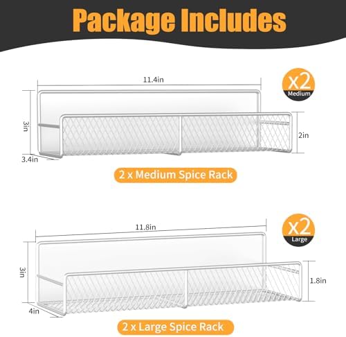 DTUQYX Magnetic Spice Rack for Refrigerator, 4 Pack 100% Metal Strong Magnet Fridge Shelves, Space Saving Spice Organizer, No Drilling Moveable Home Kitchen Laundry Room Storage Organization, White - Image 2