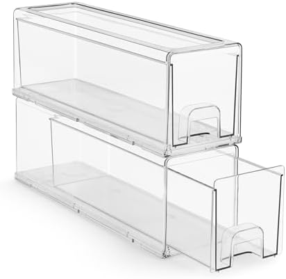 Sorbus Clear Stackable Storage Drawers with Pull-Out Bins (Small, 2 Pack) by Sorbus