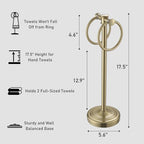 Hoimpro Hand Towel Holder Stand Bathroom Countertop Towel Bar Rack Gold - Image 5