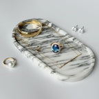 Oval Marble Tray 10"x5" Natural Stone Vanity Organizer Jewelry - Image 4