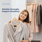 SereneLife Solid Wooden Hangers, Mega Pack, 50 Pieces Hangers for Clothes, Heavy Duty Suit Hanger Set with Chrome 360 Degree Swivel Hook, Notched Design, Natural Wood Color - Image 7