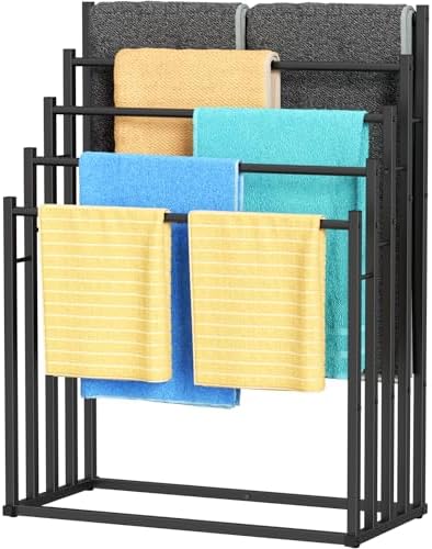 Honiter Towel Racks for Bathroom, 5 Tier Wide Towel Drying Rack Outdoor, Free Standing Towel Rack, Pool Towel Blanket Stand and Display Rack for Oversized Bath Towels by Honiter