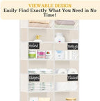 Ofiray-home Over the Door Organizer, 5-Tier Extra Large Storage with 10 Pockets and PVC Label Pouches, 80 lbs Capacity Hanging Closet Organizer, Beige - Image 6