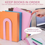 Chunful 6 Pcs Pink Metal BookEnds Shelves, 7.5 x 5.75 x 3.5 in - Image 5