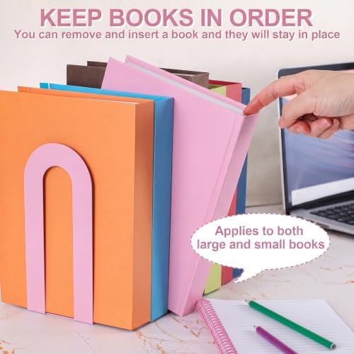Chunful 12 Pcs Pink Metal BookEnds Shelves, 7.5 x 5.75 x 3.5 in - Image 5