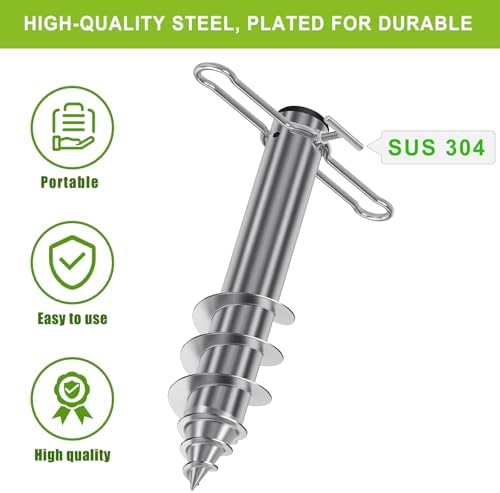Dolibest Beach Umbrella Sand Anchor, Heavy-Duty Steel Beach Umbrella Holder with 3 Sleeves (Fits 1-2" Poles), Windproof Beach Umbrella Stake, Fully Welded Spiral Base Design for Ultimate Stability - Image 2