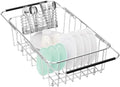 Fanbsy Small Dish Drainer Rack in Sink Adjustable, Expandable Stainless Steel Metal Dish Drying Rack Organizer with Stainless Steel Utensil Holder Over Inside Sink Counter, Rustproof(for 1-2 People) by Fanbsy