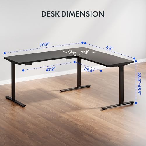 FLEXISPOT 71 x 63 Reversible L-Shaped Corner Standing Desk with Drawers - Image 3