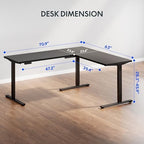 FLEXISPOT 71 x 63 Reversible L-Shaped Corner Standing Desk with Drawers - Image 3