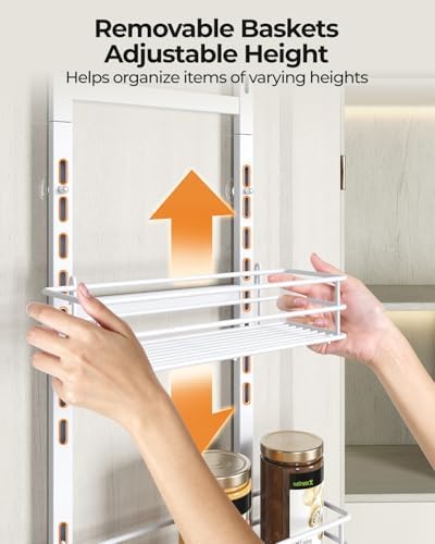 6-Tier Narrow Pantry Door Organizer,Over the Door Pantry Organizer,White - Image 4