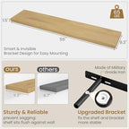 Fun Memories 55 Inch Long Floating Shelves for Wall, 55x9.3 Large Floating Shelf for Bedroom, Kitchen, Bathroom, Wall Mounted Rustic Wood Shelves with Invisible Bracket for Books, Decor, Oak - Image 3