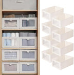 Linen Closet Organizers And Storage, 8 Pack Closet Storage Bins Linen Closet Baskets for Closet Organization Foldable Closet Organizer Bins with Clear Window For Organizing Clothing, Jeans, Shelves by Pradnel