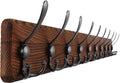Gohiuo Rustic 38.6" Large Coat Rack Wall Mount, Long Wood Coat Hooks with 10 Triple Hooks, Heavy Duty Wooden Coat Hanger Wall Mount for Entryway, Farmhouse Hanging Jackets, Coats, Hats, Bags,Towel by Gohiuo