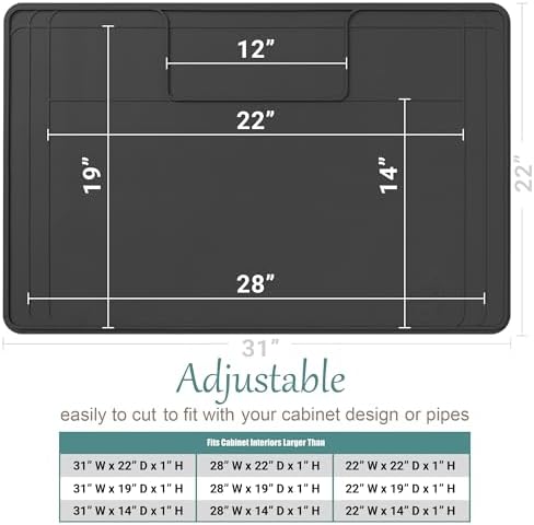 The Original Under Sink Mat - Silicone Waterproof mat, Trimmable, Easy to Clean, Kitchen cabinet liner, Under sink protector mats, Drip Tray with Lip (Dark Gray, 31" x 22") - Image 2