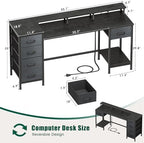 Korfile 55 Inch Gaming Computer Desk with Power Outlets,LED,5 Drawers,Black - Image 3
