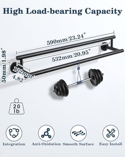 Alise Double Towel Bar Black,24" Towel Racks for Bathroom Wall Mounted - Image 3