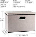 PRANDOM Large Foldable Storage Bins with Lids [3-Pack] linenFabric Decorative Storage Boxes Organizer Containers Baskets Cube with Handles Divider for Bedroom Closet Office Light Grey(17.7x11.8x11.8) - Image 6