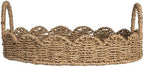 Household Essentials Round Handwoven Seagrass Tray with Scalloped Edge and Handles, Natural - Image 5